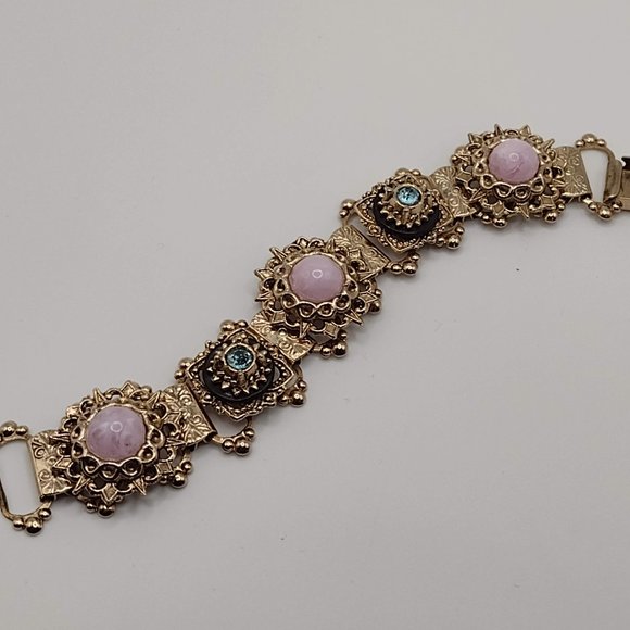 Jewelry - TRUE Vintage 1950s Gold Book Chain Ornate Statement Bracelet